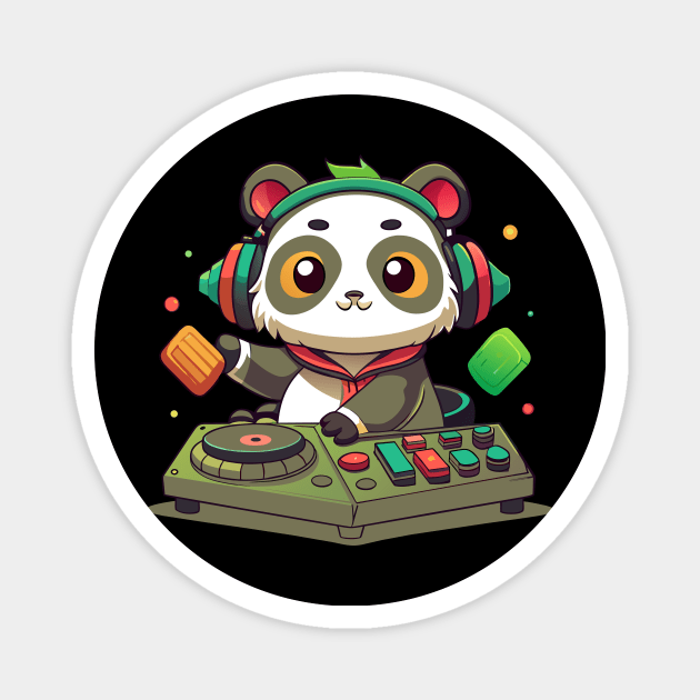 cute panda playing dj music Magnet by Shapwac12
